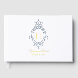 Französisch-Verziert-barocke Monogramm-Hochzeit Gästebuch