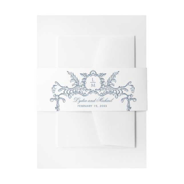 Französisch-Verziert-Barockmonogramm Einladungsbanderole (Vorderseite Beispiel)