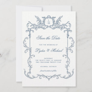 Französisch-Verziert-Barockmonogramm Save the Date