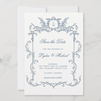Französisch-Verziert-Barockmonogramm Save the Date