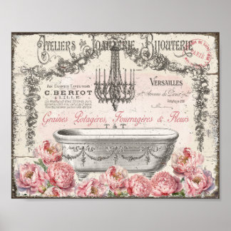 Französisch Viktorianische Badewanne Peonies Chand Poster