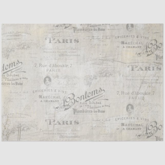 Französisch Vintag Paris Script Ephemera Decoupage Seidenpapier (Vorderseite)