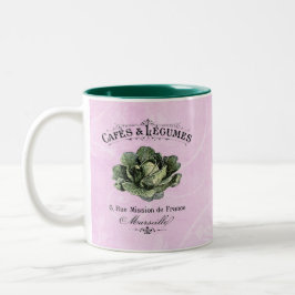 Französisch Vintag Veggie Vegan Cabbage Pink Zweifarbige Tasse