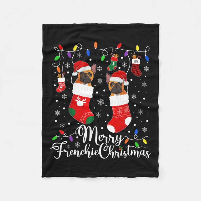 Französisch Weihnachten Französisch Bulldog Xmas P Fleecedecke (Vorderseite)