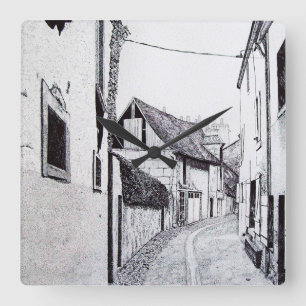 Französische Alley Zeichnend Uhr