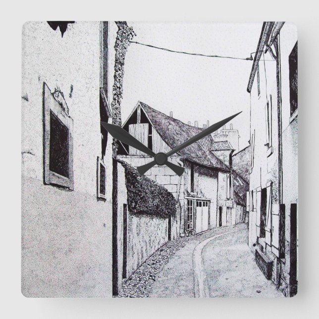 Französische Alley Zeichnend Uhr (Vorderseite)