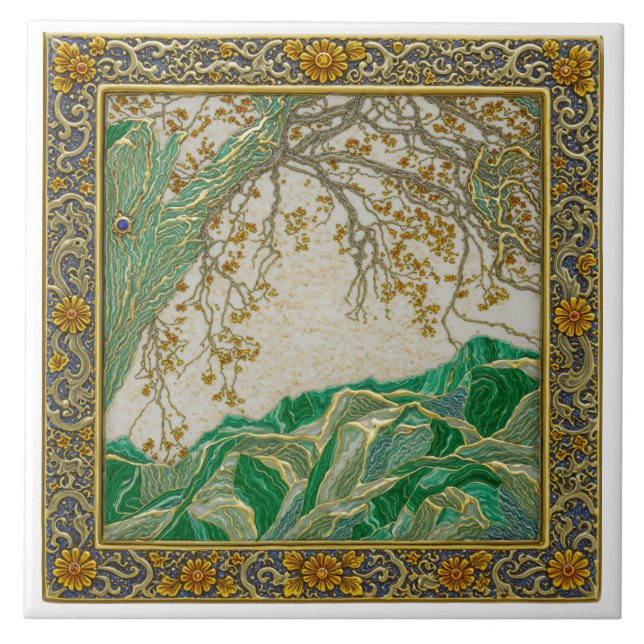 Französische Alpen Gold Silber Lapis Bernstein Ker Fliese (Vorderseite)