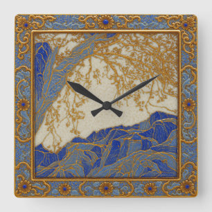 Französische Alpen Gold Silber Lapis Farbwanduhr Quadratische Wanduhr