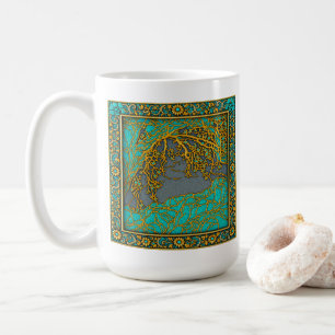 Französische Alpen Gold , Silber Türkis   Kaffeetasse