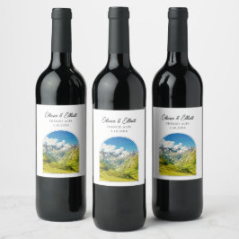 Französische Alpen Hochzeitwein Weinetikett