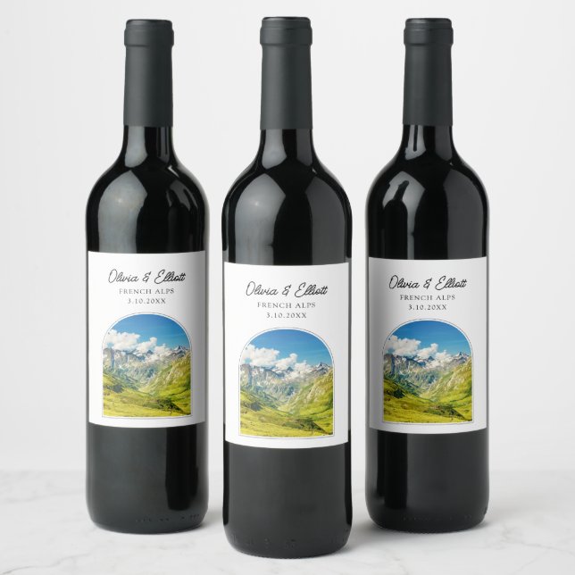 Französische Alpen Hochzeitwein Weinetikett (Flaschen)