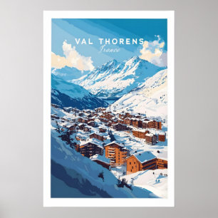 Französische Alpen Skidorf Poster 1