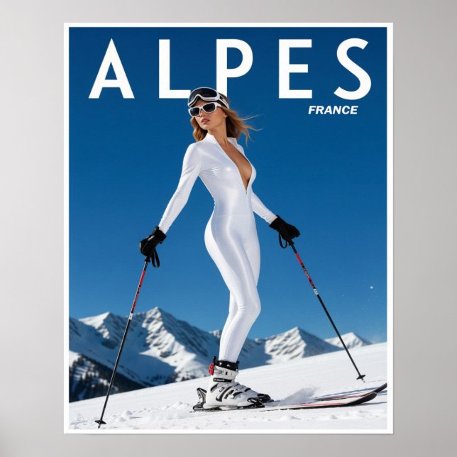 Französische Alpen Skiposter Poster (Vorne)