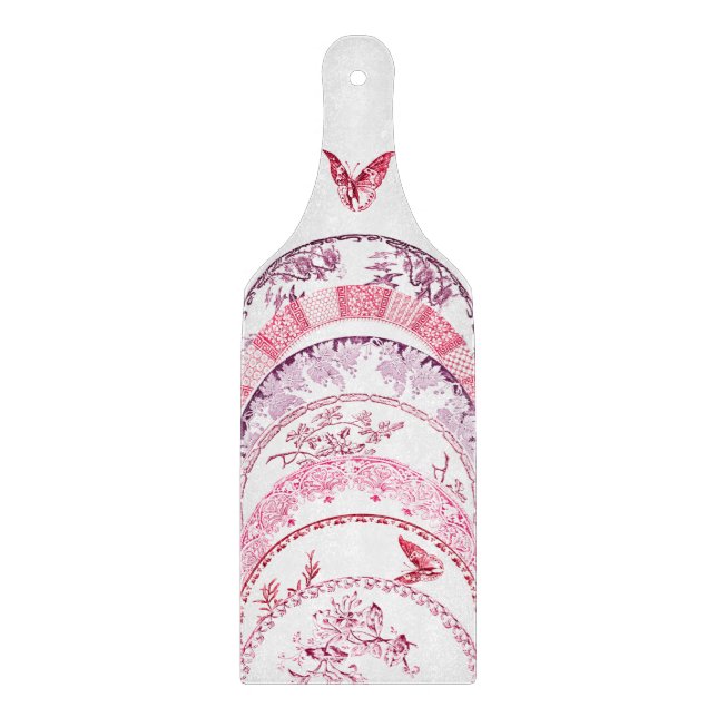 Französische Antike Teller | RED BUTTERFLFLY Board Schneidebrett (Vorderseite)