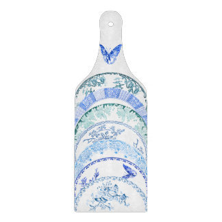 Französische Antiquitätenplatte | BLAUE BUTTERFLFL Schneidebrett