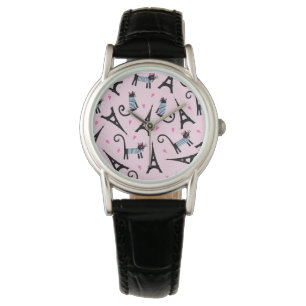 Französische Art gekleidete Katze mit Armbanduhr