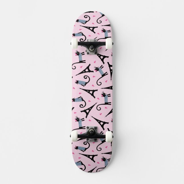 Französische Art gekleidete Katze mit Skateboard (Vorderseite)