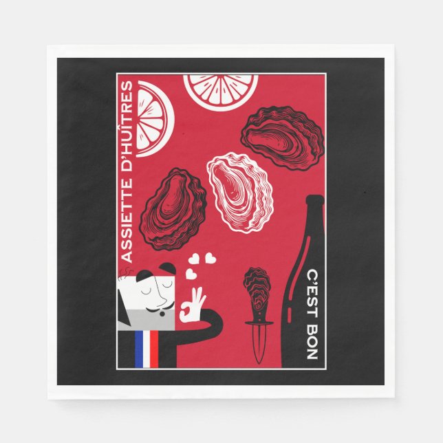 Französische Austernküche Dekoration Serviette (Vorderseite)