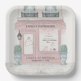 Französische Bäckerei Patisserie Paris Pink Geburt Pappteller