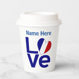 Französische Blaue LIEBE Herzenflagge Personalisie Pappbecher