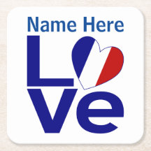 Französische Blaue LIEBE Herzenflagge Personalisie