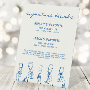 Französische Blaue Whimsical Signature-Drinks Cock Sockelschild