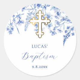 Französische Blaue Wildblumen Taufe Sticker