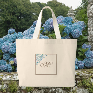 Französische Blue Lilie Initial Script Monogram Jumbo Stoffbeutel