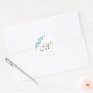 Französische Blue Lilie Initial Script Monogram Runder Aufkleber