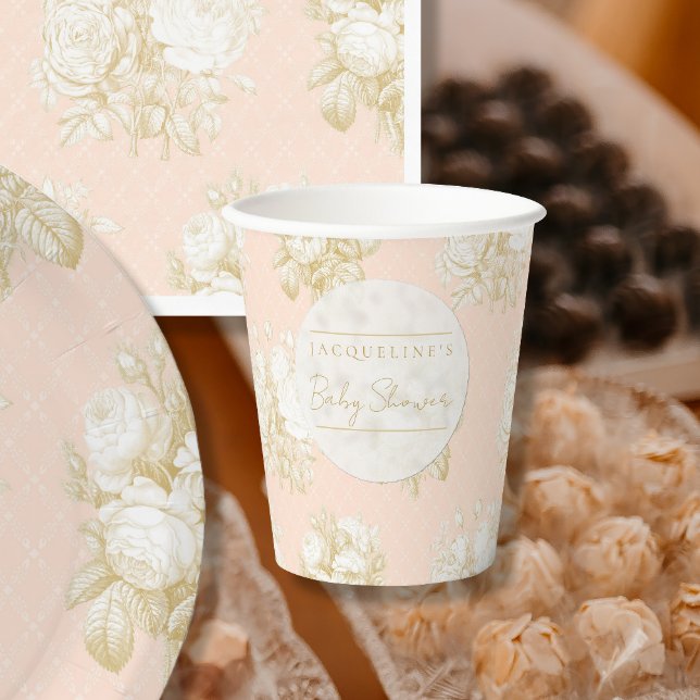Französische Blumentoile Elegante Girl Babydusche  Pappbecher (Von Creator hochgeladen)
