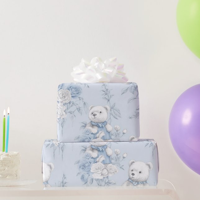 Französische Blumentoilette und Bärendusche Geschenkpapier (Partygeschenke)