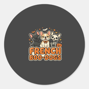 Französische Boo Hunde Halloween Französische Bull Runder Aufkleber