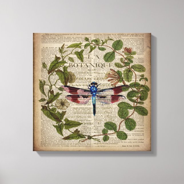 Französische botanische Blätter moderne Vintage Li Leinwanddruck (Vorderseite)