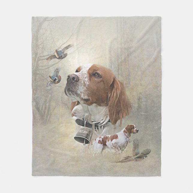 Französische Bretagne, Vogeljagd Kunst Fleecedecke (Vorderseite)