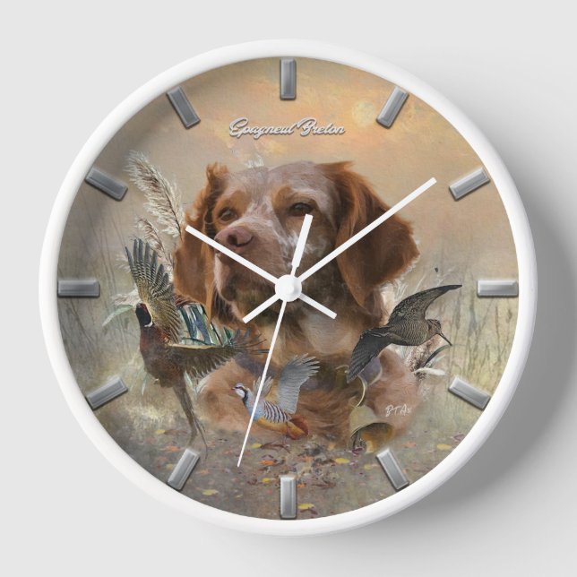 Französische Bretagne, Vogeljagd Kunst Uhr (Vorderseite)