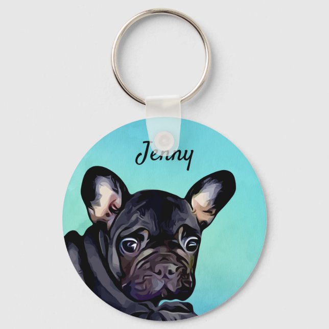 Französische Bull Dog Schlüsselkette Schlüsselanhänger (Vorderseite)