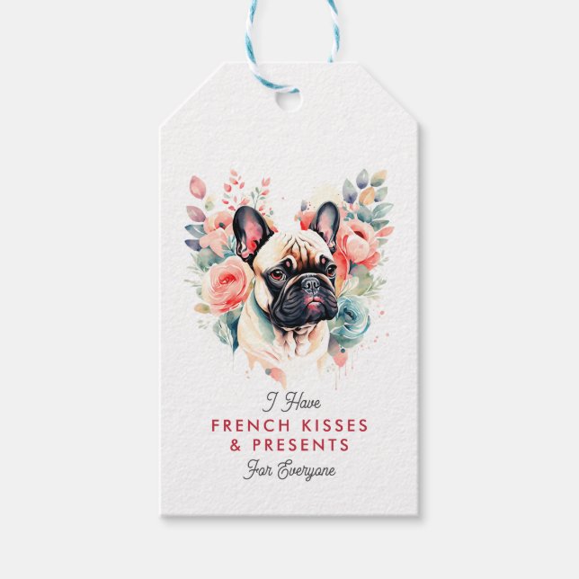 Französische Bulldog-Blume: Französisch küsst für  Geschenkanhänger (Vorderseite)