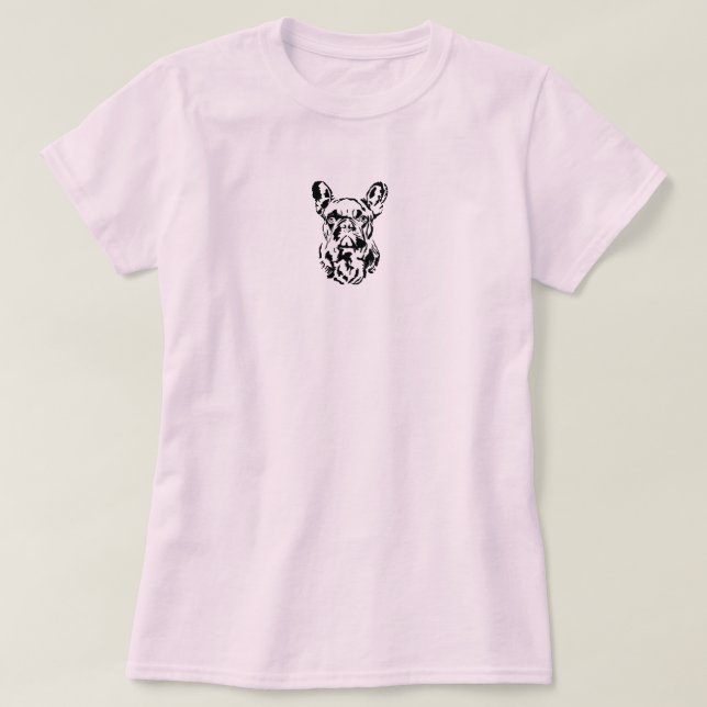 Französische Bulldog-Hand-Drak-Kunst T-Shirt (Design vorne)