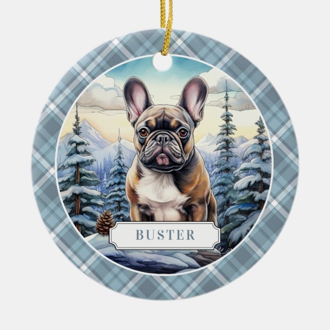 Französische Bulldog-Keramik-Circle-Ornament Keramik Ornament (Vorne)