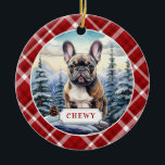 Französische Bulldog-Keramik-Circle-Ornament Keramik Ornament<br><div class="desc">Dieses Bild ist urheberrechtlich durch Lee ArtHaus geschützt</div>