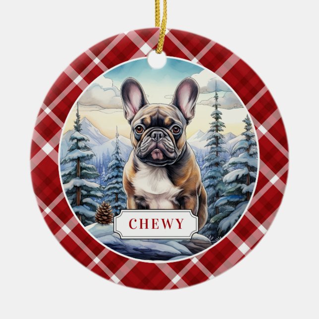 Französische Bulldog-Keramik-Circle-Ornament Keramik Ornament (Vorne)