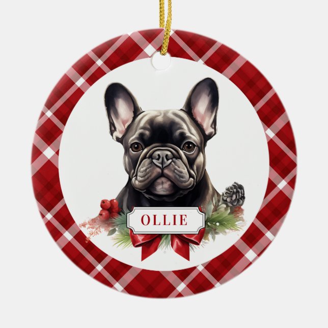 Französische Bulldog-Keramik-Circle-Ornament Keramik Ornament (Vorne)