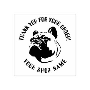 Französische Bulldog-Logo-Briefmarke mit Textfeld Gummistempel