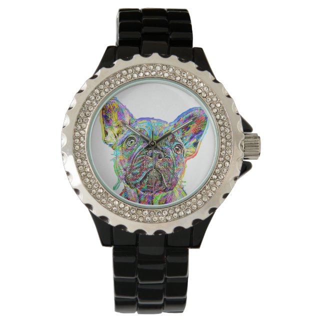 Französische Bulldog-Malerinnen beobachten Armbanduhr (Vorderseite)