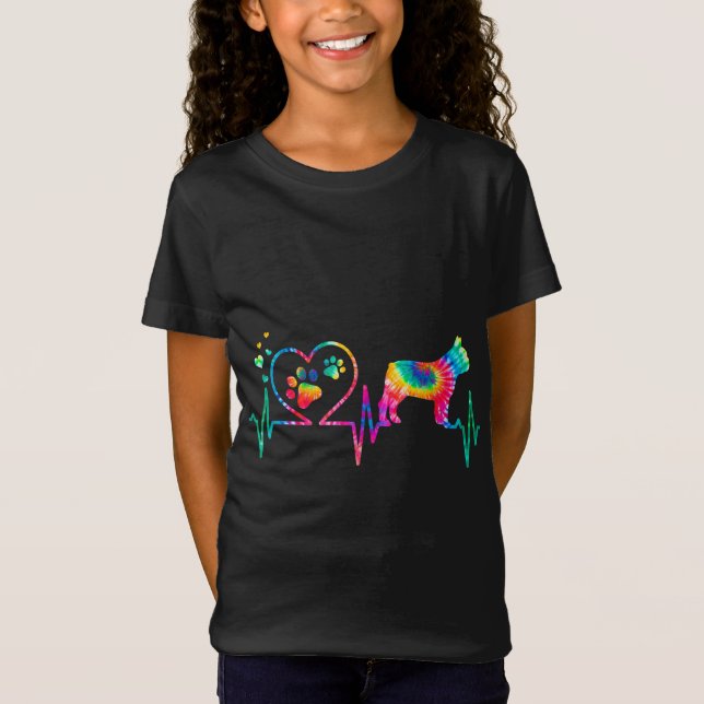 Französische Bulldog-Mama Vater Heartbeat Gefärbte T-Shirt (Vorderseite)