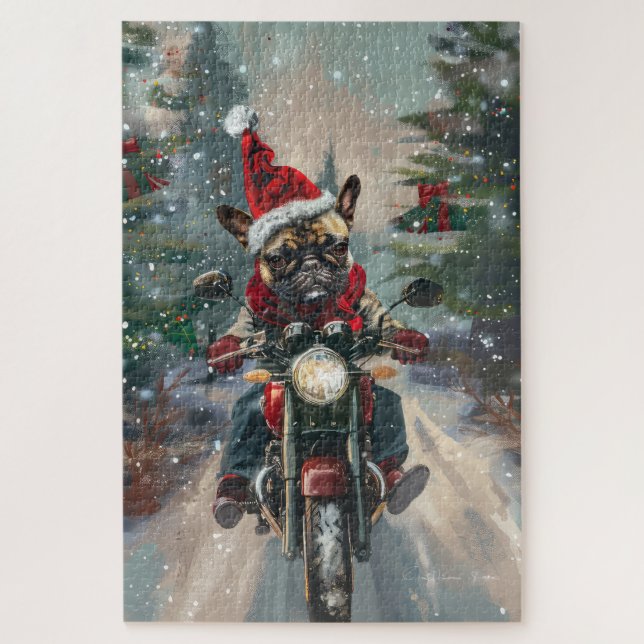 Französische Bulldog-Motorrad-Weihnachten (Vertikal)