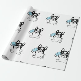 FRANZÖSISCHE BULLDOG PUPPEN MIT MASK Wrapping Pape Geschenkpapier
