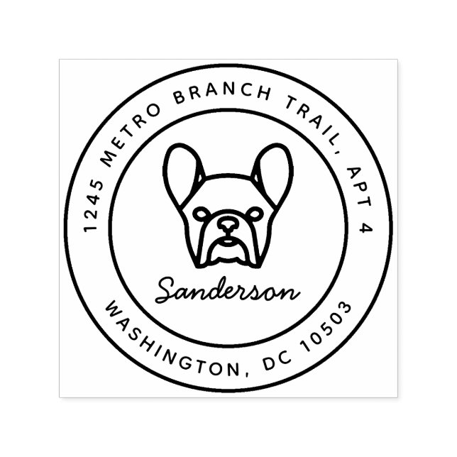 Französische Bulldog-Rücksendeadresse-Briefmarke Permastempel (Design)