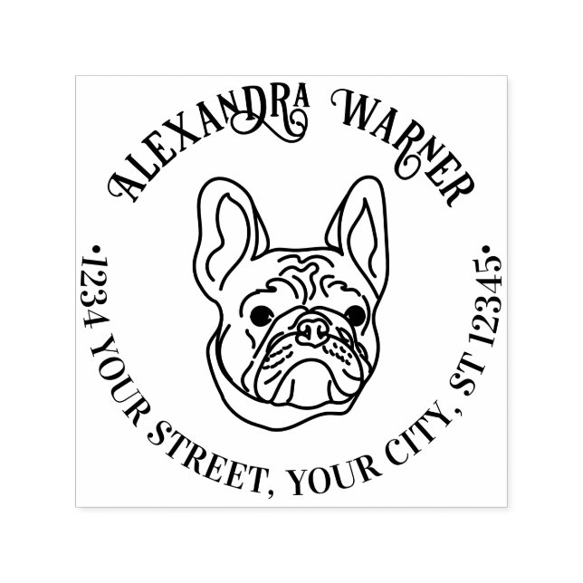 Französische Bulldog-Rücksendeadresse Permastempel (Design)