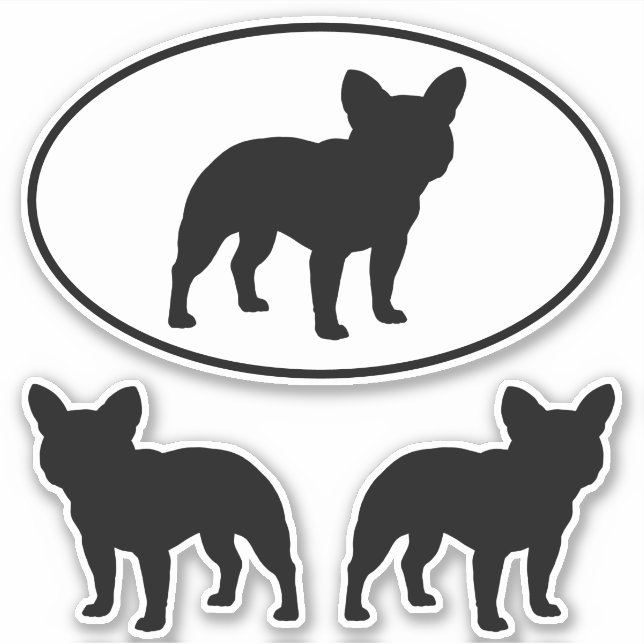 Französische Bulldog-Silhouetten Cool Hundebüge Se Aufkleber (Vorderseite)